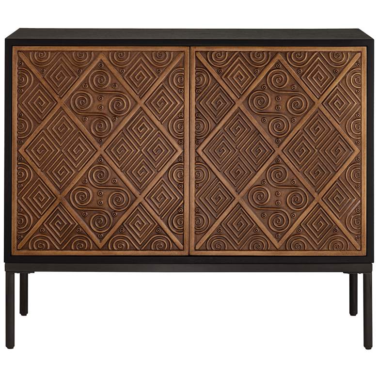 Image 6 Vinnie 40 inch Wide Black and Brown 2-Door Accent Chest more views