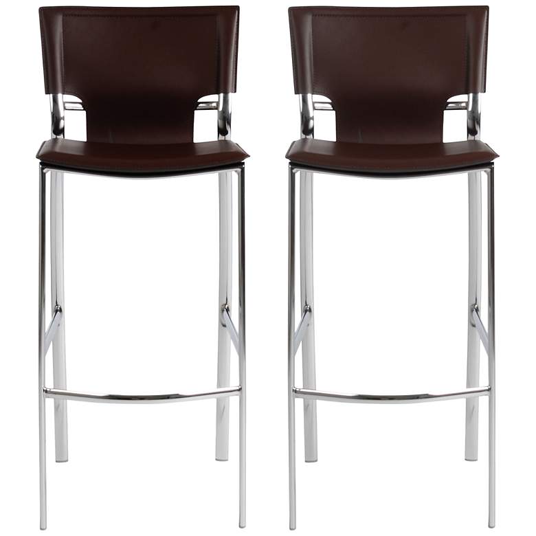 Image 1 Vinnie Brown Bonded Leather Bar Chair Set of 2