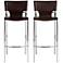 Vinnie Brown Bonded Leather Bar Chair Set of 2