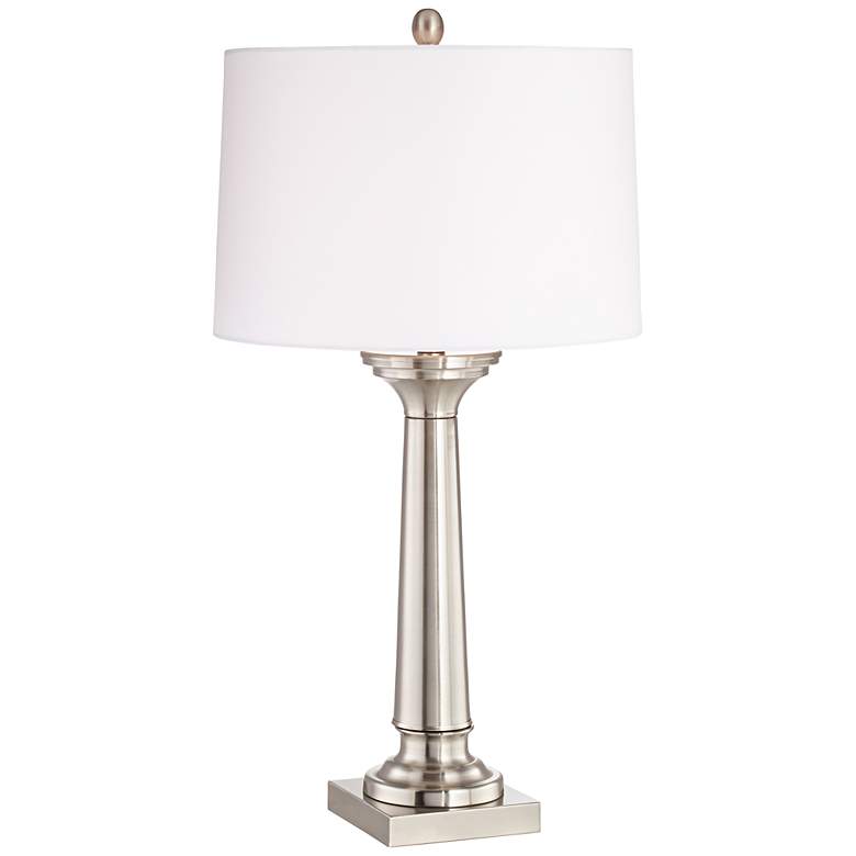 Image 1 Vinnie Brushed Steel Tapered Column Table Lamp