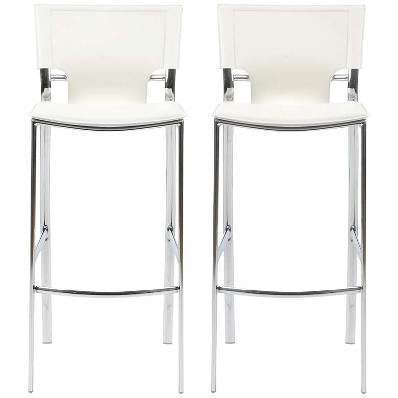 Image 1 Vinnie White Bonded Leather Bar Chair Set of 2