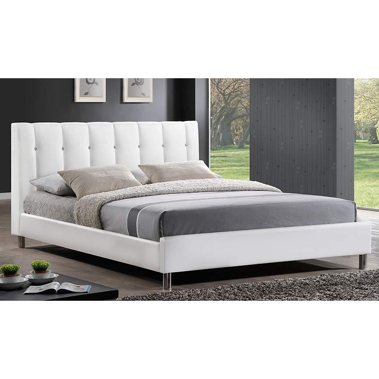 Image 1 Vino White Modern Queen Bed with Upholstered Headboard