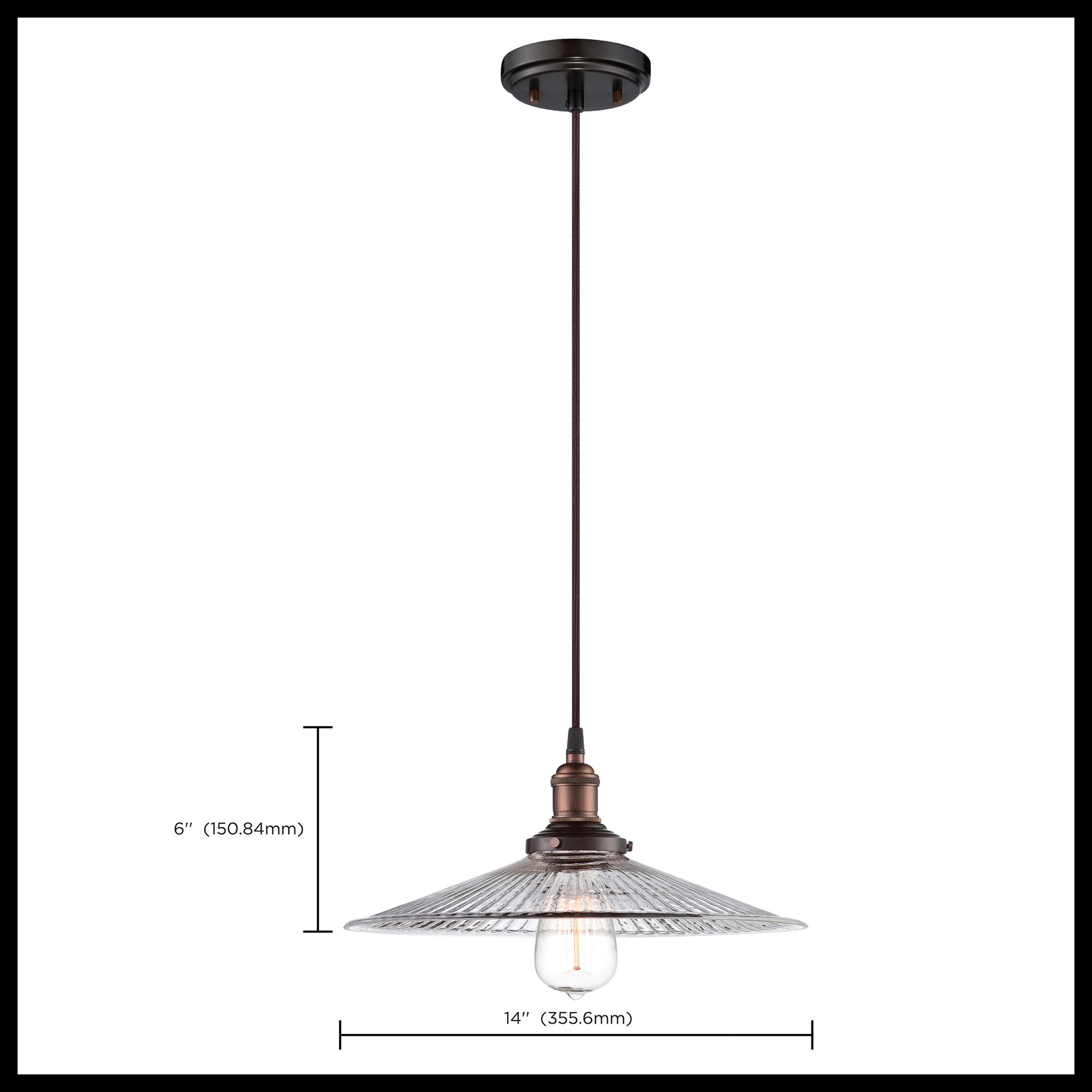 Image 2 Vintage; 1 Light; Pendant with Clear Ribbed Glass; Vintage Lamp Included more views