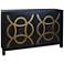 Vintage 54" Wide Black and Gold Painted Two Door Cabinet