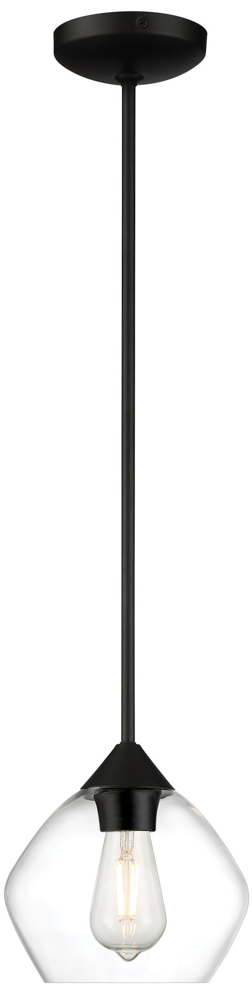 Image 2 Vintage 8" Wide Matte Black LED Pendant more views