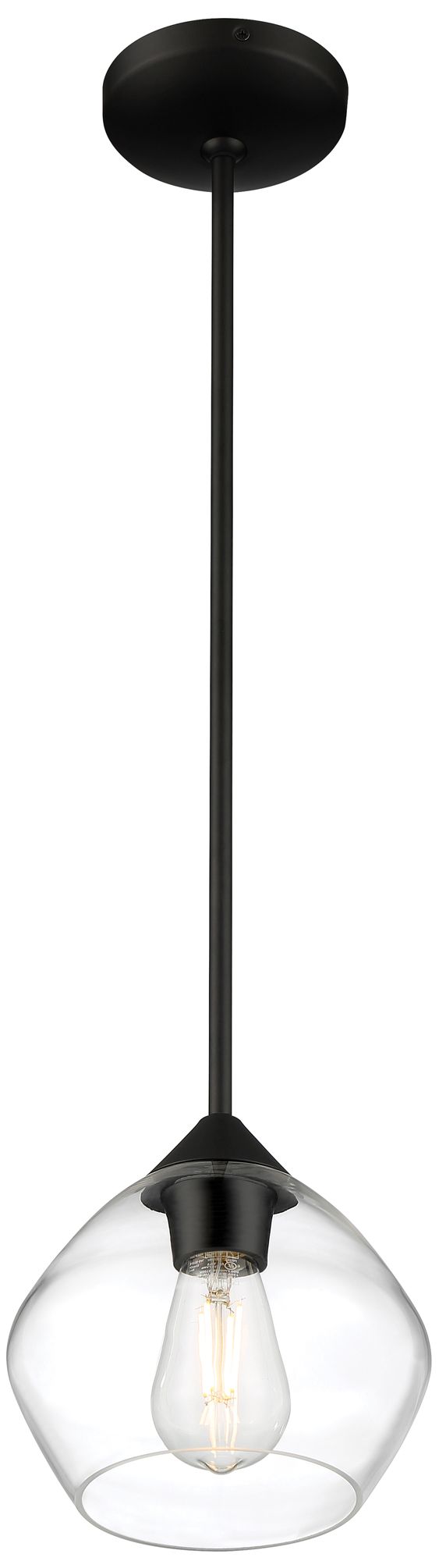 Image 3 Vintage 8" Wide Matte Black LED Pendant more views
