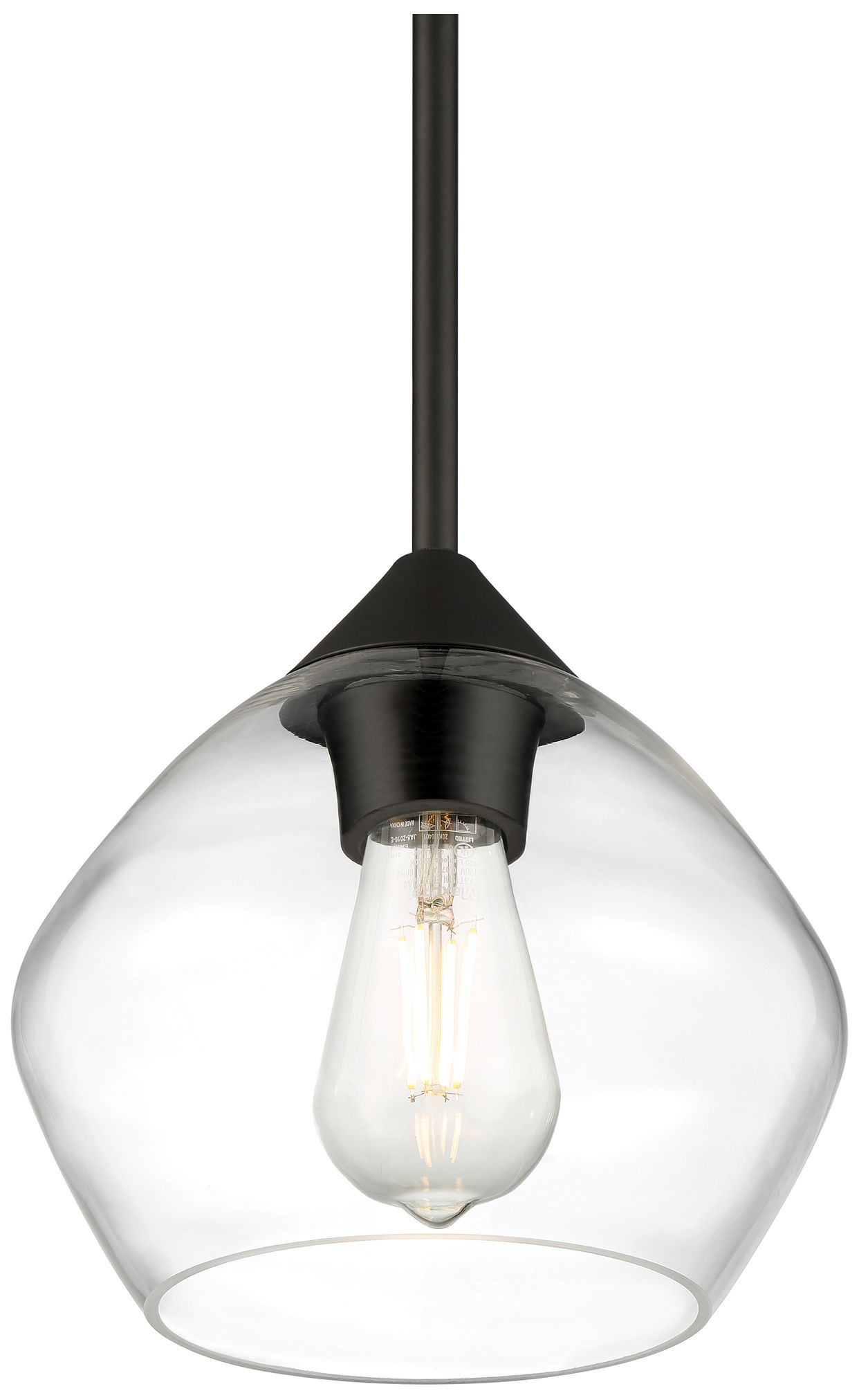 Image 4 Vintage 8" Wide Matte Black LED Pendant more views
