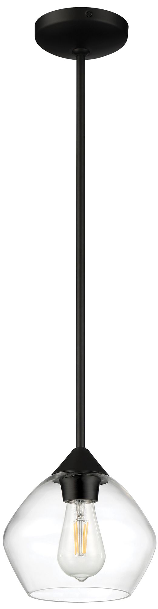Image 5 Vintage 8" Wide Matte Black LED Pendant more views