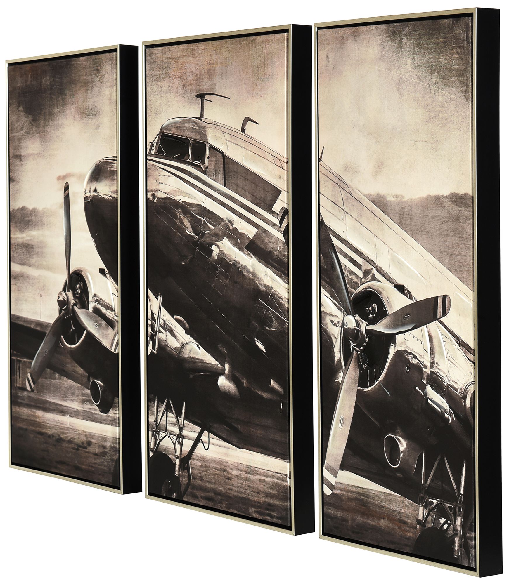 Image 3 Vintage Airliner 50 x 32 Hand-Embellished Framed Canvas Wall Art more views