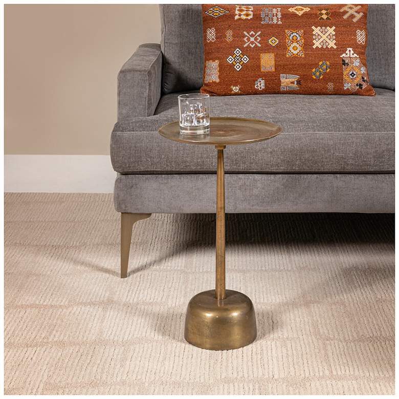 Image 1 Vintage Aluminum Side Table, Antique Brass Finish
