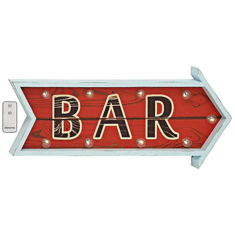 Image 1 Vintage Bar Sign 28 inch High Lighted Wood Wall Art