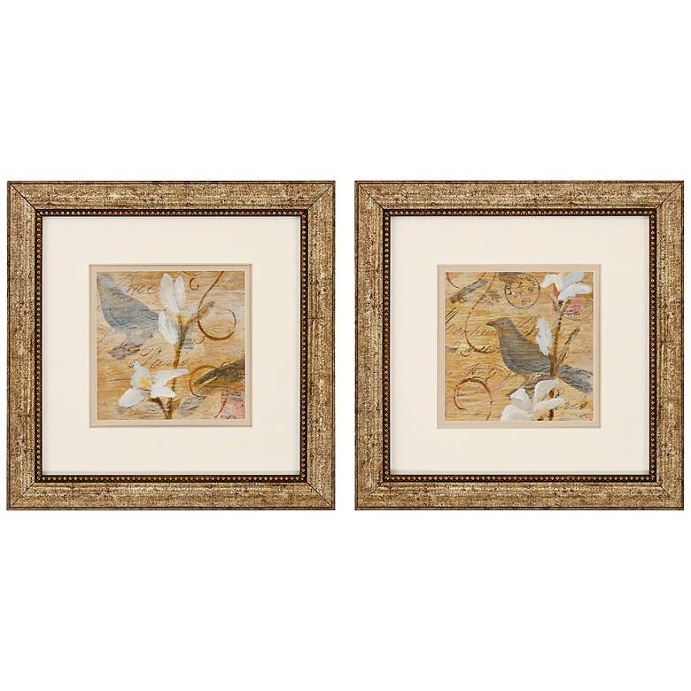 Image 1 Vintage Bird &amp; Branches 2-Piece 12 inch Square Wall Art Set