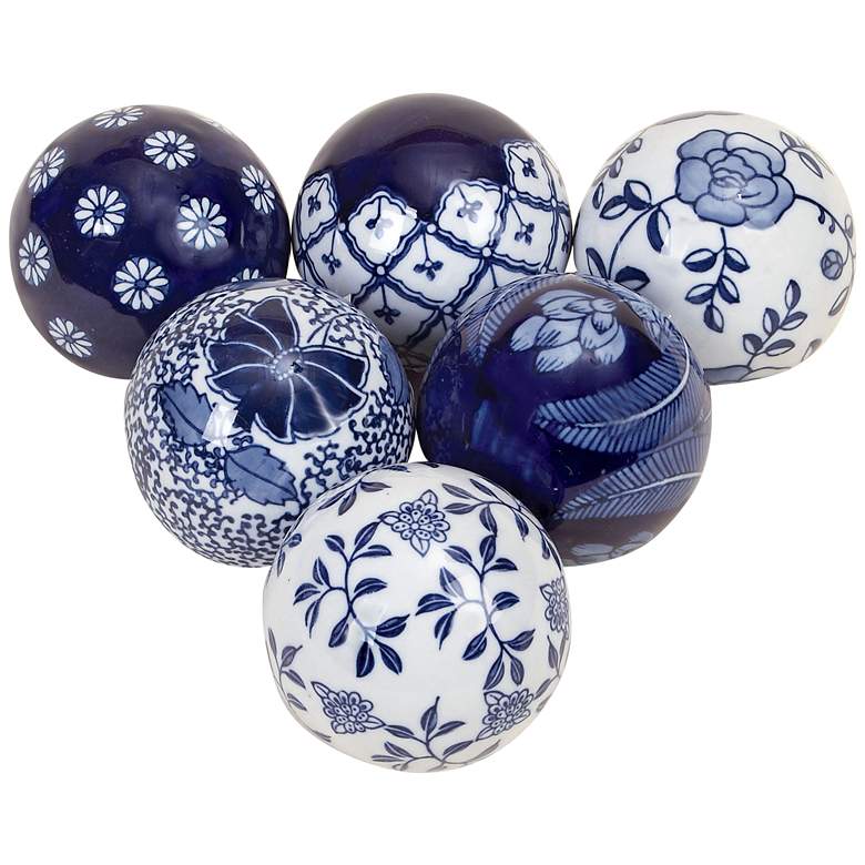 Image 1 Vintage Blue and White Ceramic Decorative Balls Set of 6