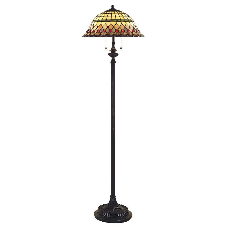 Image 1 Vintage Bronze With Tiffany Style Shade Floor Lamp