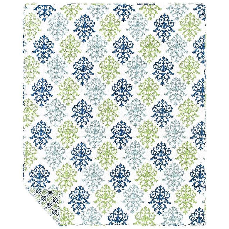 Image 1 Vintage Chic Blue Quilted Throw Blanket