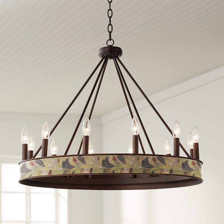 Image 1 Vintage Flora Jessa 29 1/2" Wide Bronze Wheel Chandelier