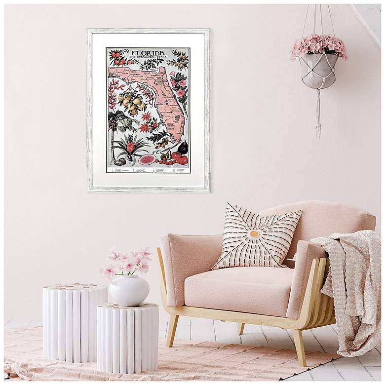 Image 4 Vintage Florida Map 35"W x 47"H Framed Art more views