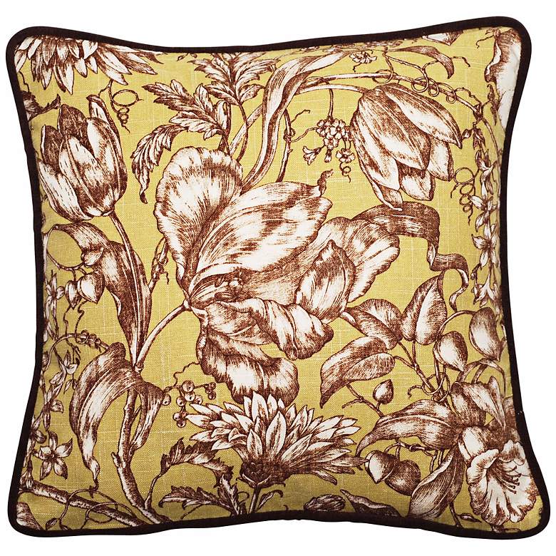 Image 1 Vintage Garden Black and Green 18 inch Square Throw Pillow
