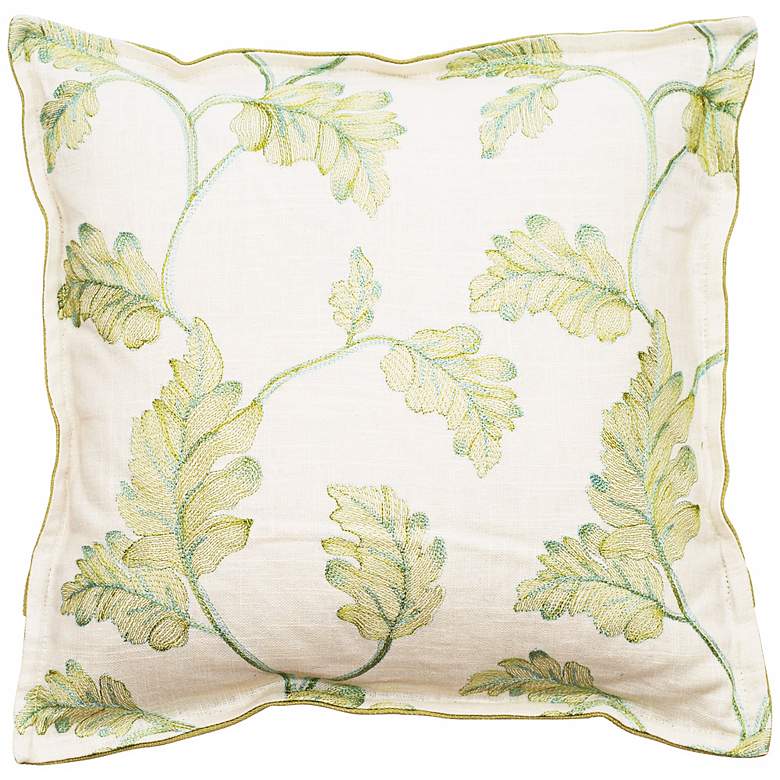 Image 1 Vintage Garden Spring Green and White 18 inch Square Pillow