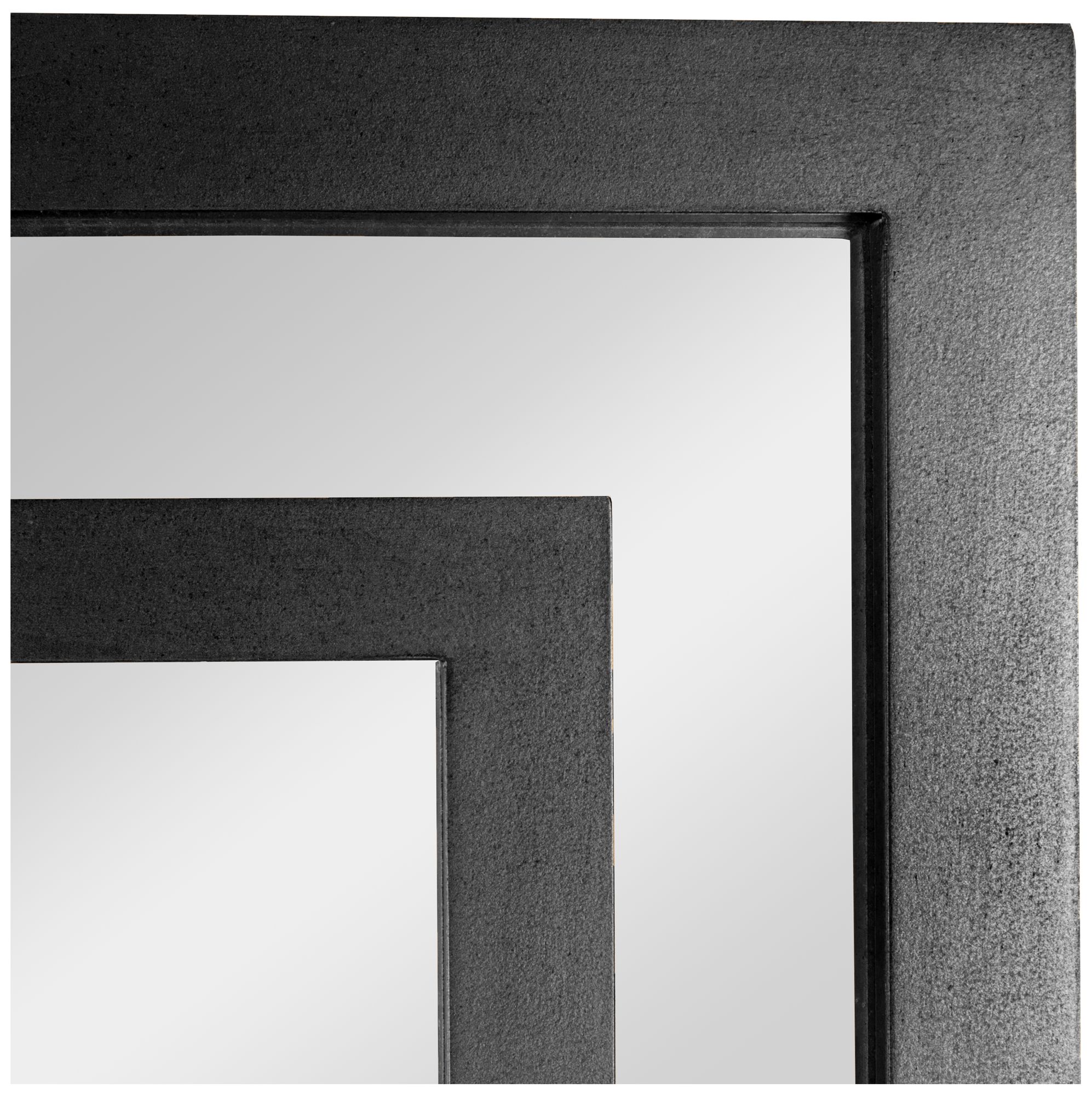 Image 7 Vintage Glass Wall Mirror with Geometric Art Deco Wood Frame, Black more views