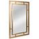 Vintage Glass Wall Mirror with Geometric Art Deco Wood Frame, Gold