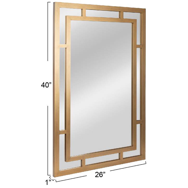 Image 2 Vintage Glass Wall Mirror with Geometric Art Deco Wood Frame, Gold more views