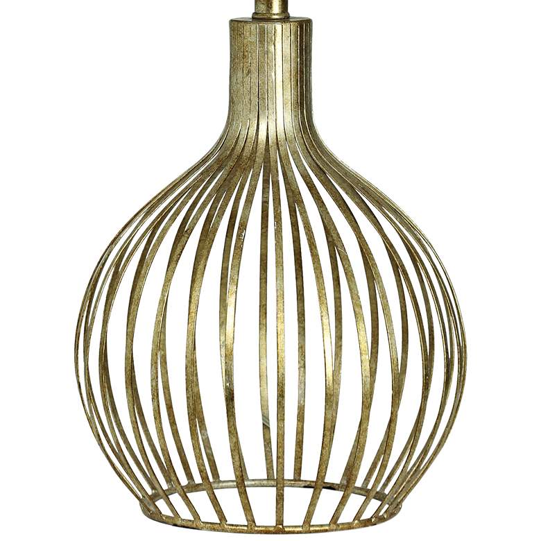 Image 3 Vintage Gold Cage Table Lamp w/ White Hardback Fabric Shade more views