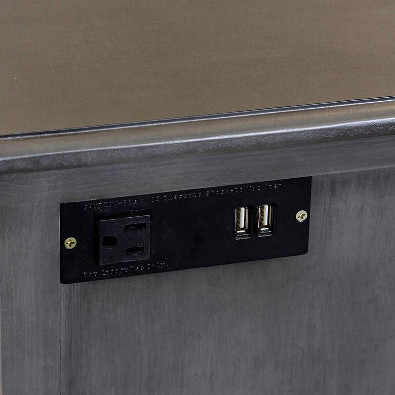 Image 2 Vintage Gray 19" Wide 1-Drawer Side Table with USB Port more views