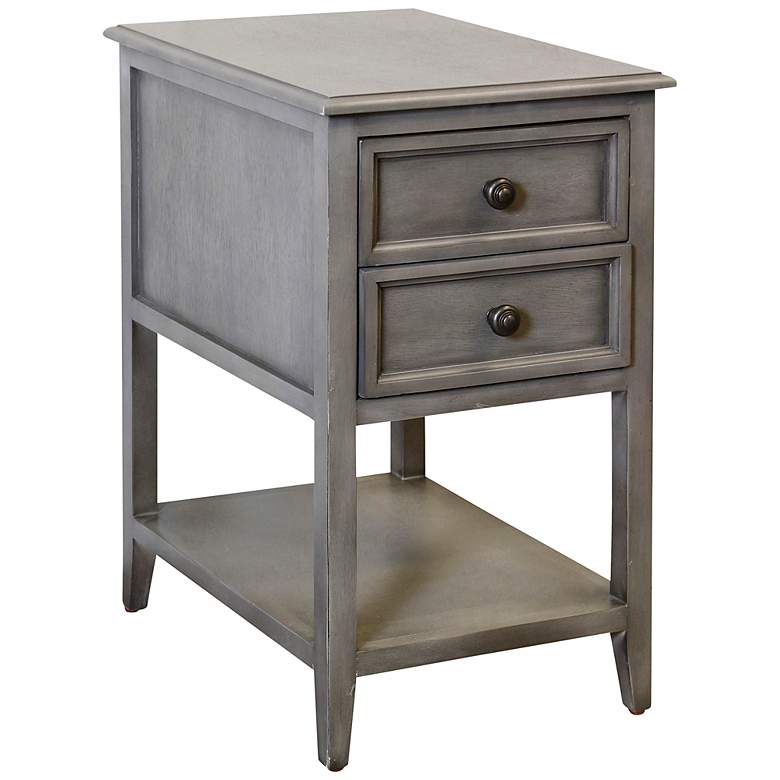 Image 1 Vintage Gray 2-Drawer Side Table