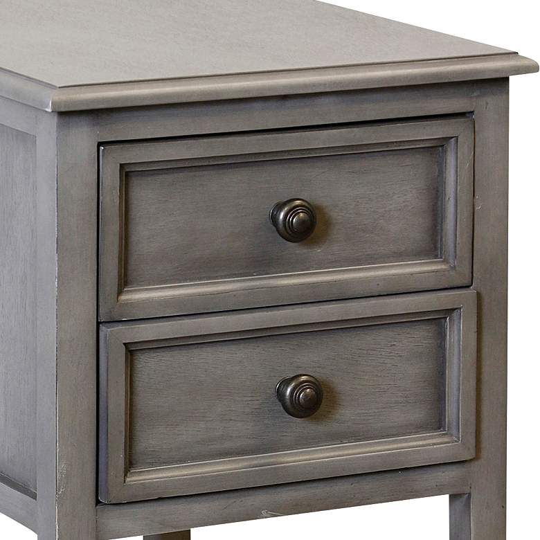 Image 2 Vintage Gray 2-Drawer Side Table more views