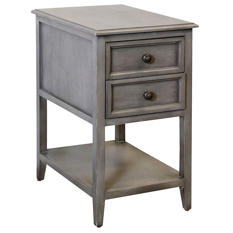 Image 3 Vintage Gray 2-Drawer Side Table more views