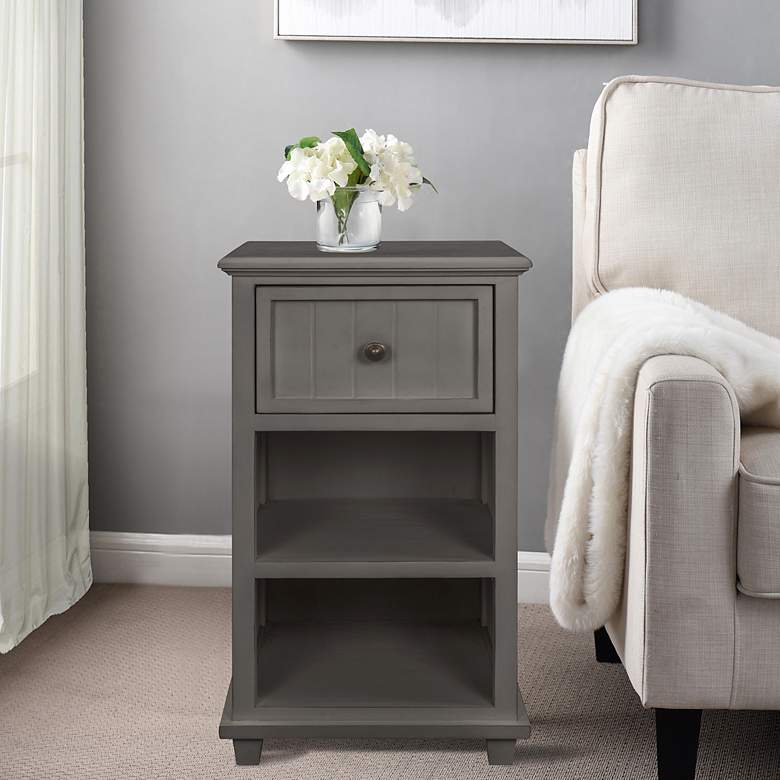 Image 2 Vintage Gray Drawer Side Table more views