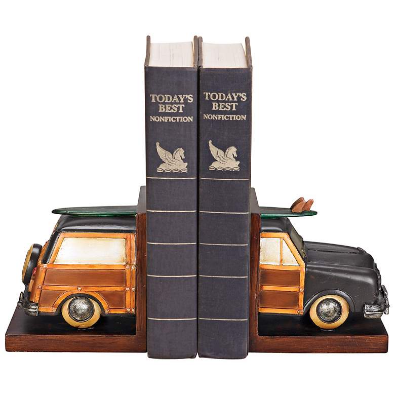 Image 1 Vintage  inchWoody inch Surf Vacation Bookends Set