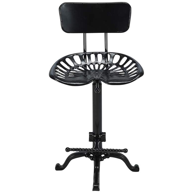 Image 2 Vintage Industrial Black Iron Swivel Adjustable Metal Stool