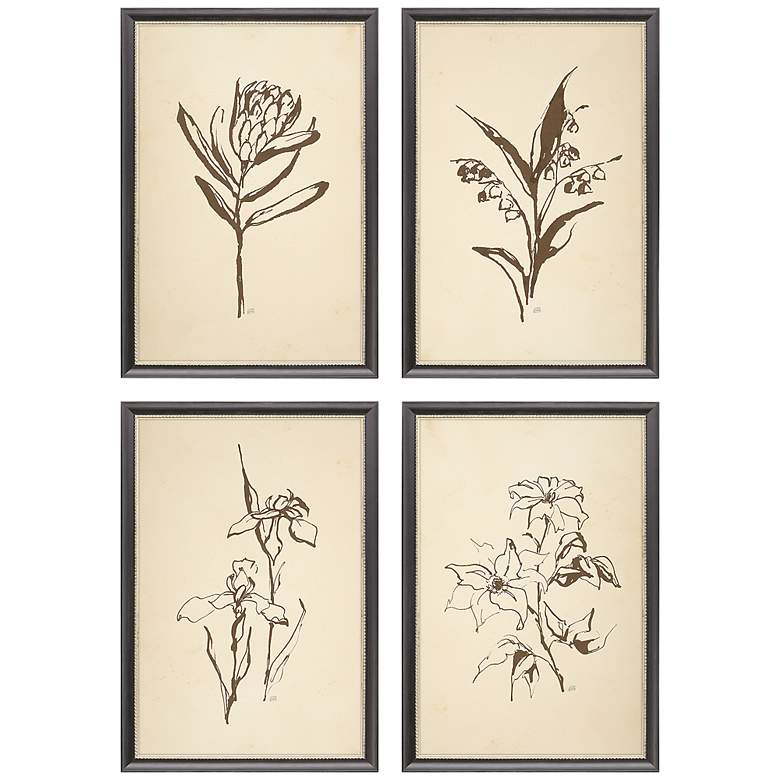 Image 3 Vintage Line 16" High 4-Piece Giclee Framed Wall Art Set