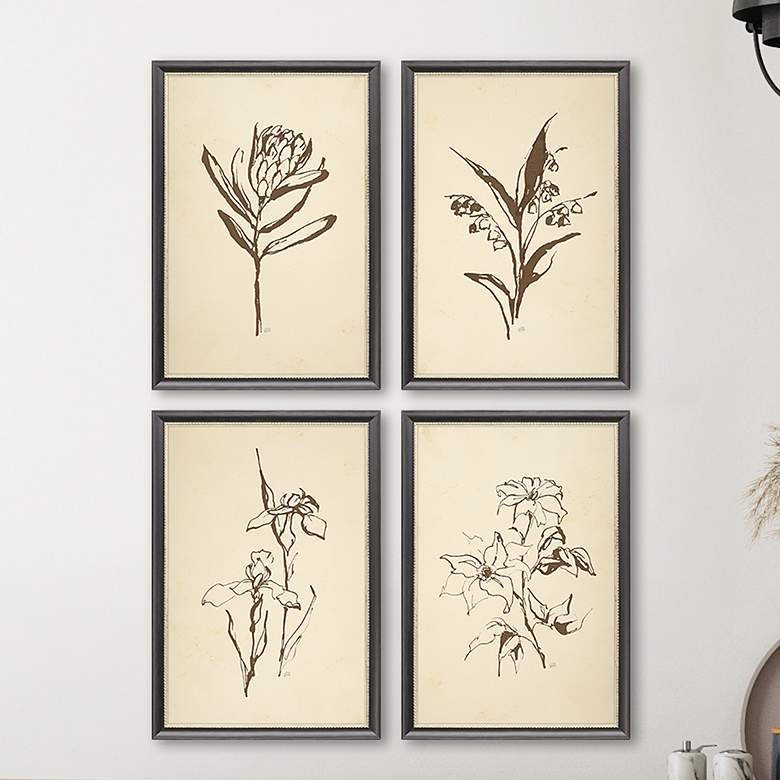 Image 2 Vintage Line 16" High 4-Piece Giclee Framed Wall Art Set