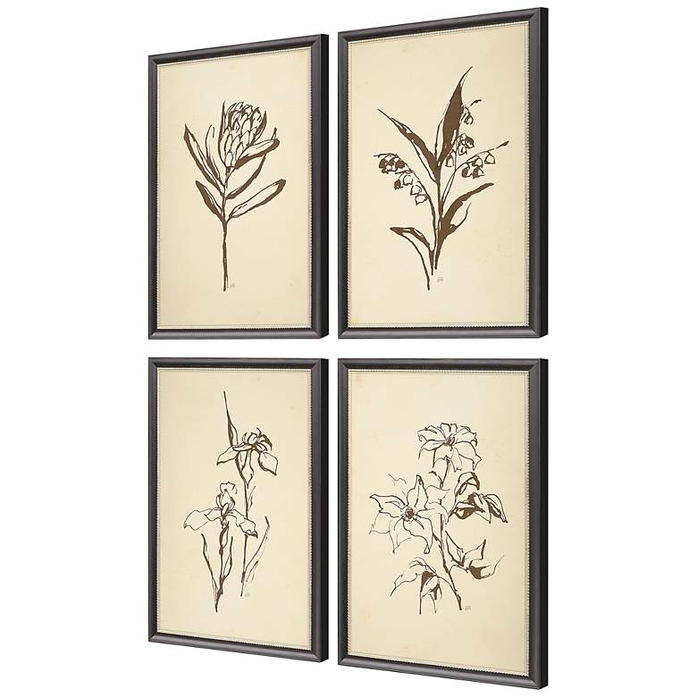 Image 5 Vintage Line 16" High 4-Piece Giclee Framed Wall Art Set more views