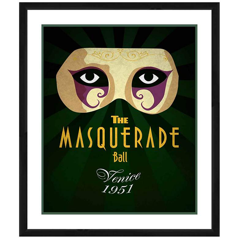 Image 1 Vintage Masquerade 27 3/4 inch High Giclee Framed Wall Art