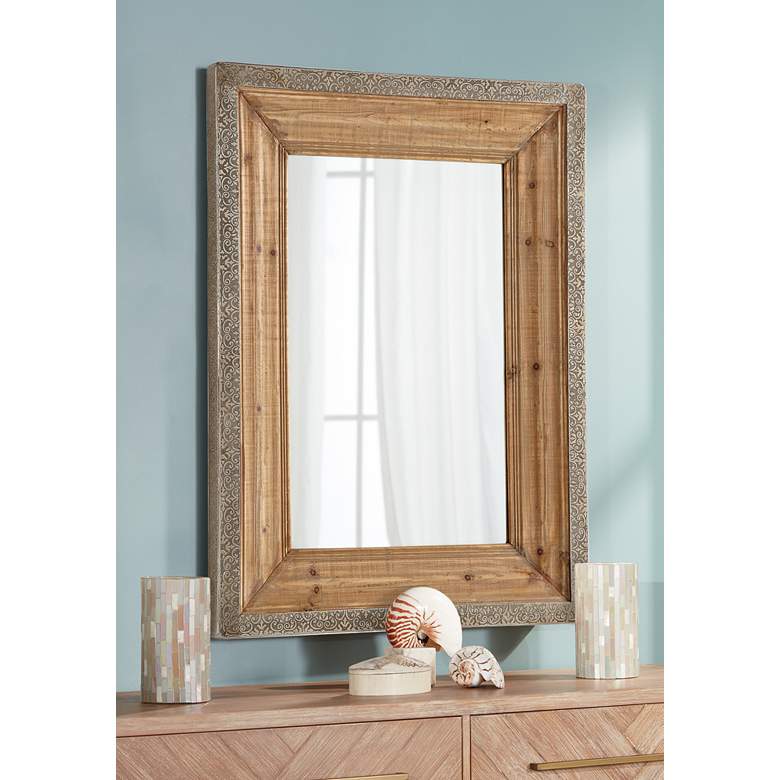 Image 1 Vintage Reflection Natural 35 3/4" x 48" Wall Mirror