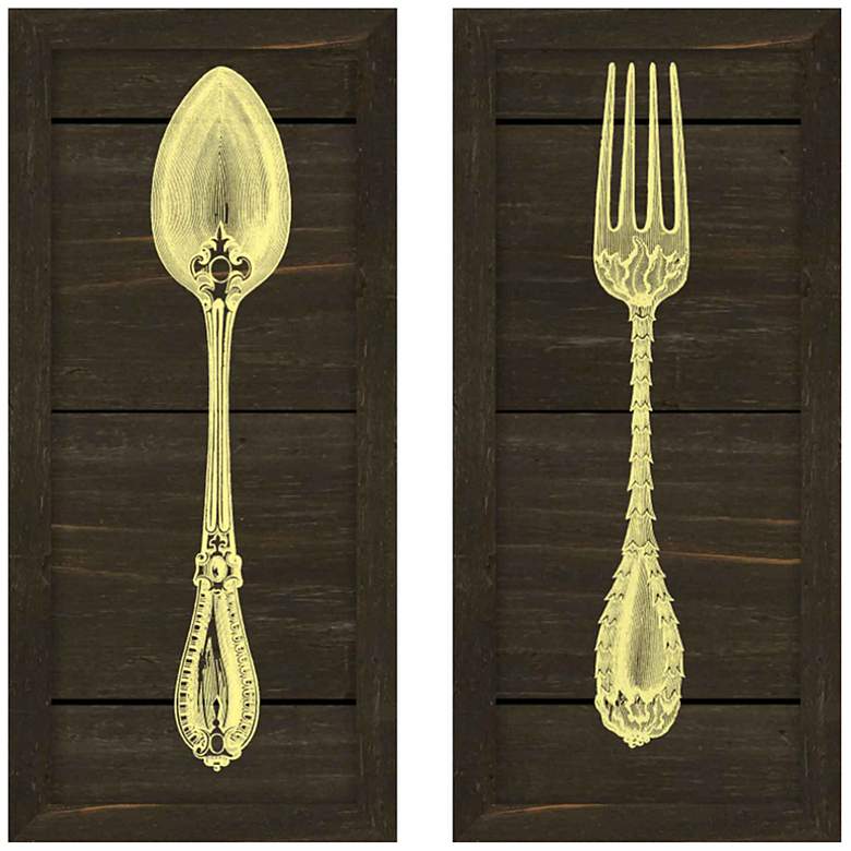 Image 1 Vintage Spoon and Fork 23 1/2 inch High Wood Wall Art