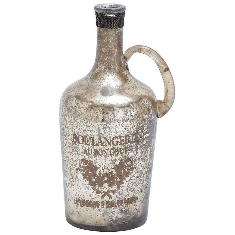 Image 1 Vintage Style Metallic Silver 13 inch High Glass Bottle