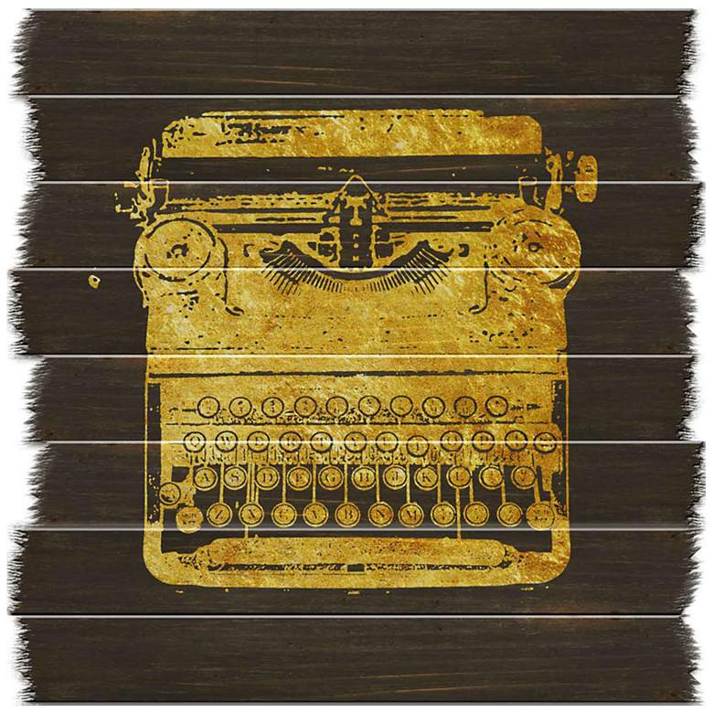 Image 1 Vintage Typewriter 16 inch Square Silkscreen Wood Wall Art