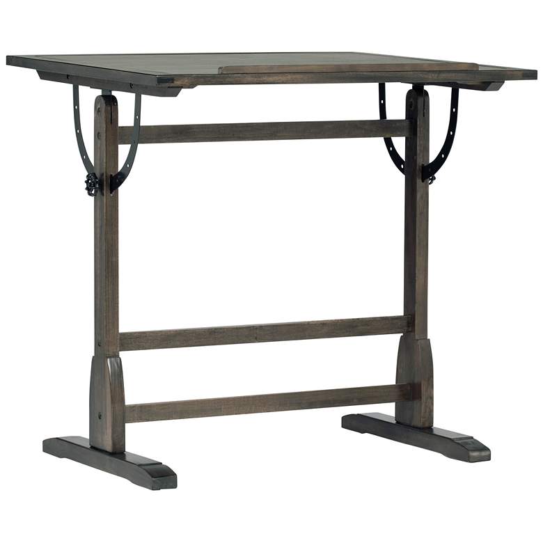 Image 1 Vintage Wood Desk with 36" x 24" Adjustable Top-Black