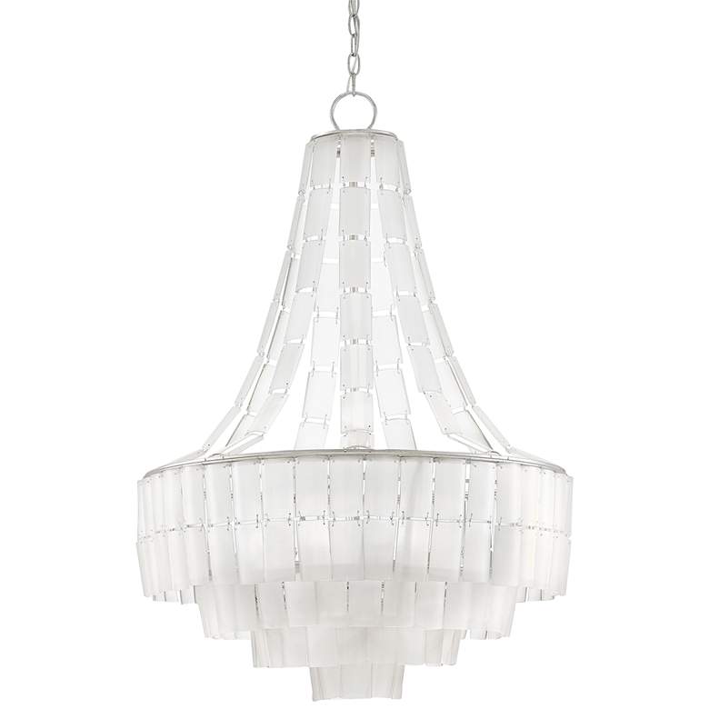 Image 2 Vintner Blanc 27"W Silver Leaf Opaque White Glass Chandelier