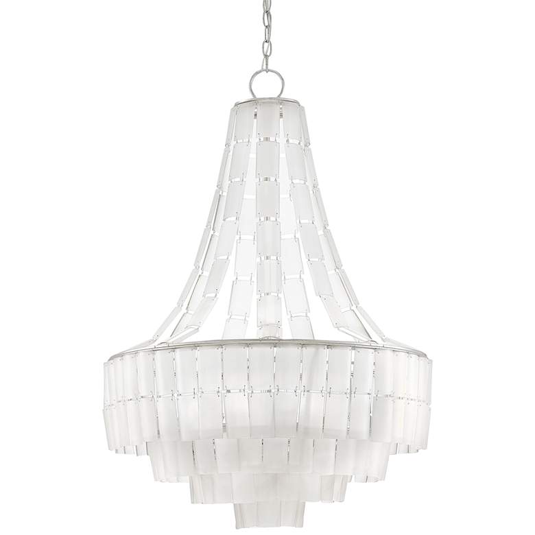 Image 2 Vintner Blanc 27 inchW Silver Leaf Opaque White Glass Chandelier