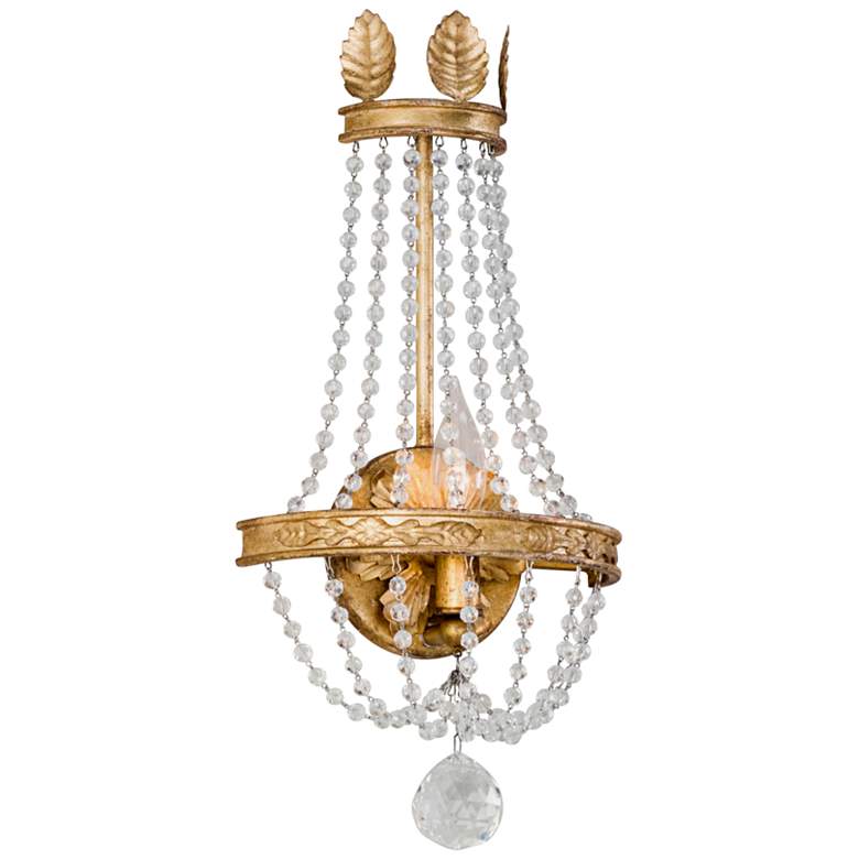 Image 1 Viola 17 3/4 inch High Distressed Gold Leaf Wall Sconce
