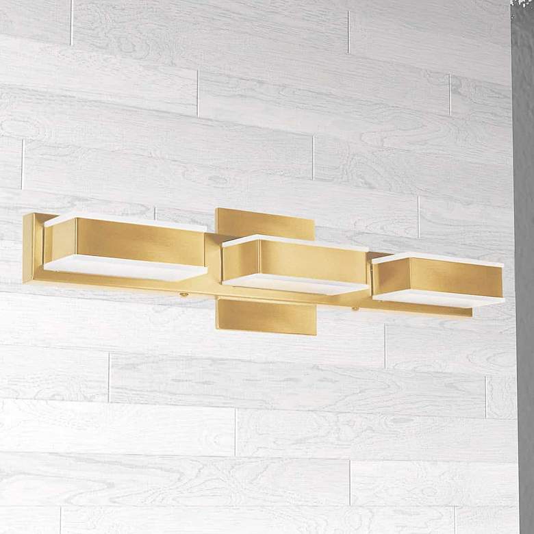 Image 1 Viola 20 inchW Electroplated Aged Brass 3-Light LED Bath Light