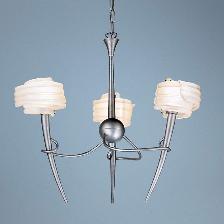 Image 1 Viola 25 inch Wide Frosty Glass and Cracked Silver Chandelier