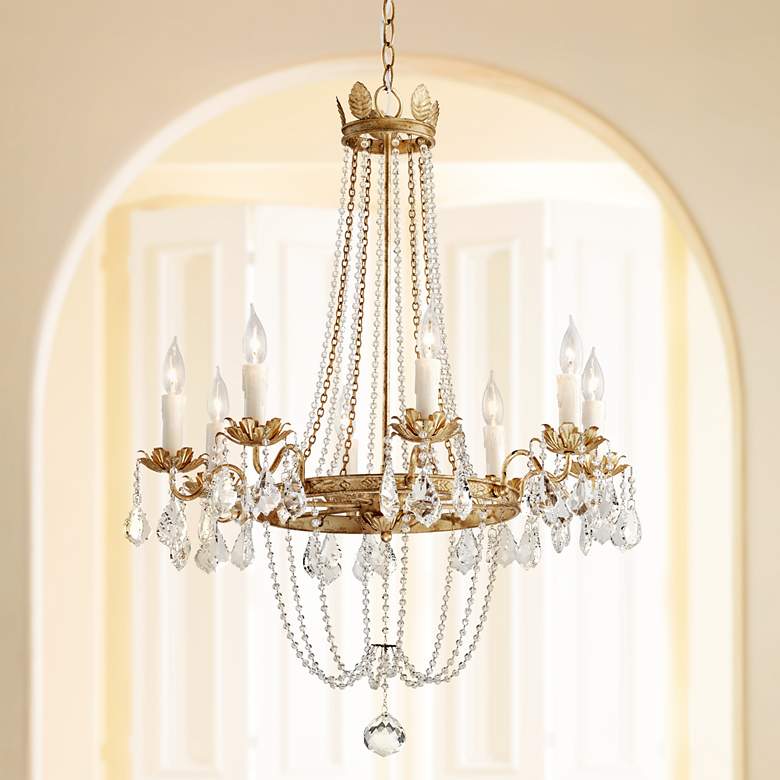 Image 1 Viola 27 1/2 inch Wide Distressed Gold Leaf Chandelier