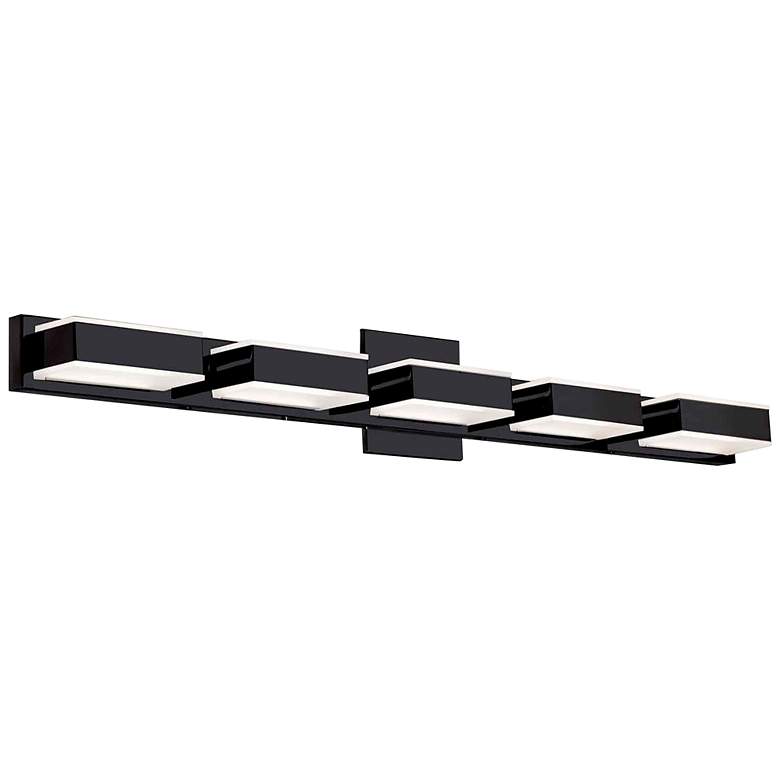 Image 2 Viola 34" Wide Black Finish 5-Light LED Vanity Bath Light